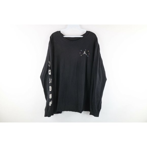 Nike Air Jordan Mens 2XL XXL Distressed Spell Out 6 Rings Long Sleeve T-Shirt - Picture 1 of 12
